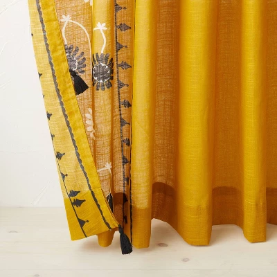 2pk Light Filtering Doorway Embroidery Window Curtain Panels Gold - Opalhouse™ Designed With Jungalow™ 4 2pk Light Filtering Doorway Embroidery Window Curtain Panels Gold - Opalhouse™ Designed With Jungalow™ - Image 2