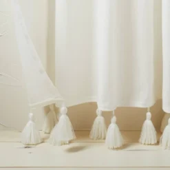 1pc Sheer Banded Geo Macrame Window Curtain Panel White - Opalhouse™ Designed With Jungalow™ -Opalhouse GUEST 5c19f303 53d2 4e5d 88e8 8971453636ad