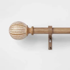 Carved Light Woodtone Ball Curtain Rod Natural - Opalhouse™ -Opalhouse GUEST 7e070734 076e 44dc 94e6 de22767e0af4