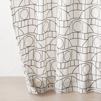 1pc Light Filtering Embroidery Bridges Window Curtain Panel White - Opalhouse™ Designed With Jungalow™ 4 1pc Light Filtering Embroidery Bridges Window Curtain Panel White - Opalhouse™ Designed With Jungalow™ - Image 2